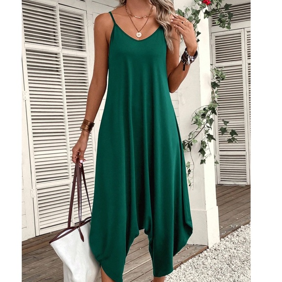 Boho Solid Harem Leg Cami Jumpsuit - Picture 11 of 12